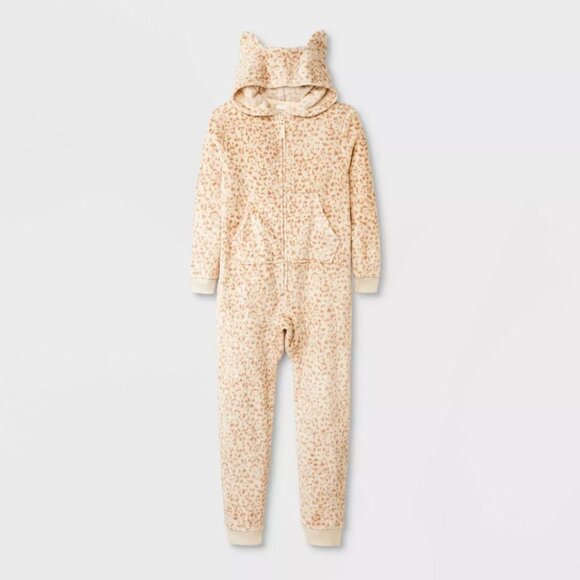 NEW Cat & Jack™ Girls' Printed Union Pajama Suit - Cream Large - Picture 1 of 7